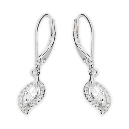 Kolczyki srebrne markiza łezka z białymi cyrkoniami/big.zam. HS1888 próba 925