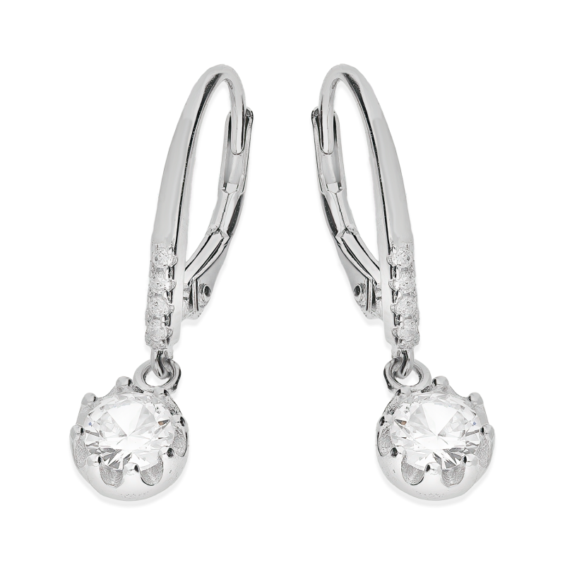 Kolczyki srebrne biała cyrkonia w ośmiu łapkach/big.zam. HS1890 próba 925