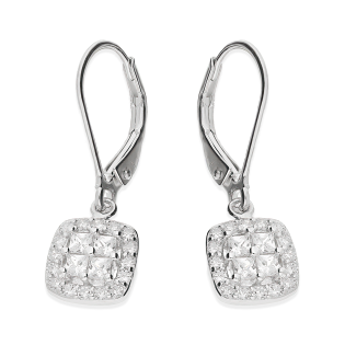 Kolczyki srebrne kwadrat z białymi cyrkoniami/big.zam. HS1895 próba 925