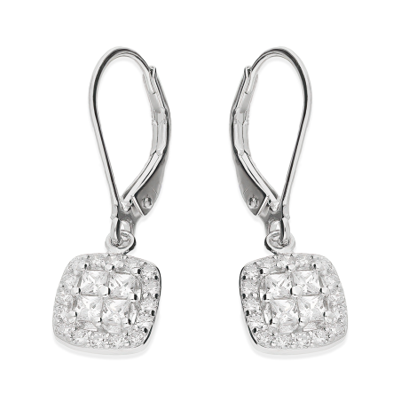 Kolczyki srebrne kwadrat z białymi cyrkoniami/big.zam. HS1895 próba 925