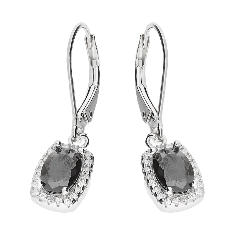 Kolczyki srebrne prostokątna czarna cyrkonia/big.zam. HS1901 czarny próba 925