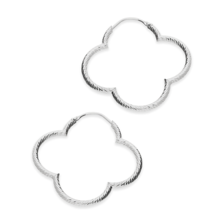 Kolczyki srebrne grawerowana koniczyna ramka/zawias IG OR9954 ROD próba 925