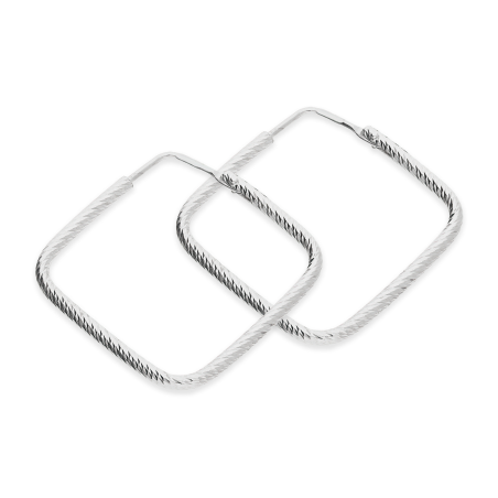 Kolczyki srebrne kwadratowe grawerowane kółka/zawias IG OR10011 ROD próba 925