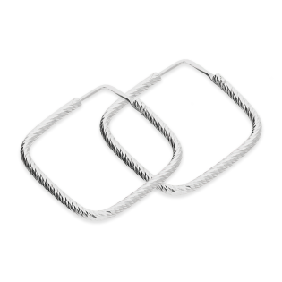 Kolczyki srebrne kwadratowe grawerowane kółka/zawias IG OR10012 ROD próba 925