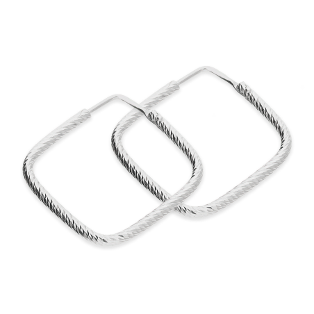 Kolczyki srebrne kwadratowe grawerowane kółka/zawias IG OR10012 ROD próba 925