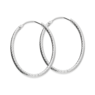 Kolczyki srebrne owalne kółka grawerowane/zawias IG OR10014 ROD próba 925