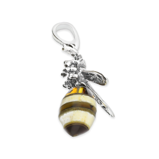 Srebrna zawieszka pszczółka z bursztynem - JubilerSezam.pl