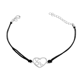 Srebrna Bransoletka Nieskończoność z Sercem pr. 925 - JubilerSezam.pl