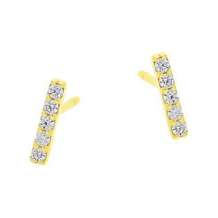 Kolczyki złote kreska z pięcioma cyrkoniami/sztyft MZ T23-E-1115-2-CZ próba 375