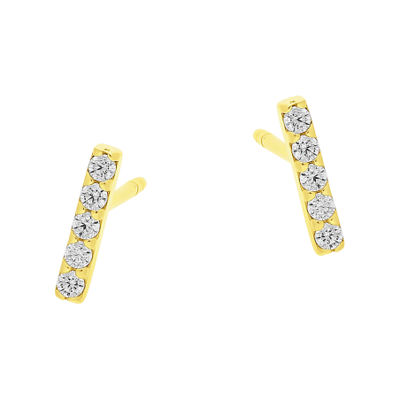 Kolczyki złote kreska z pięcioma cyrkoniami/sztyft MZ T23-E-1115-2-CZ próba 375