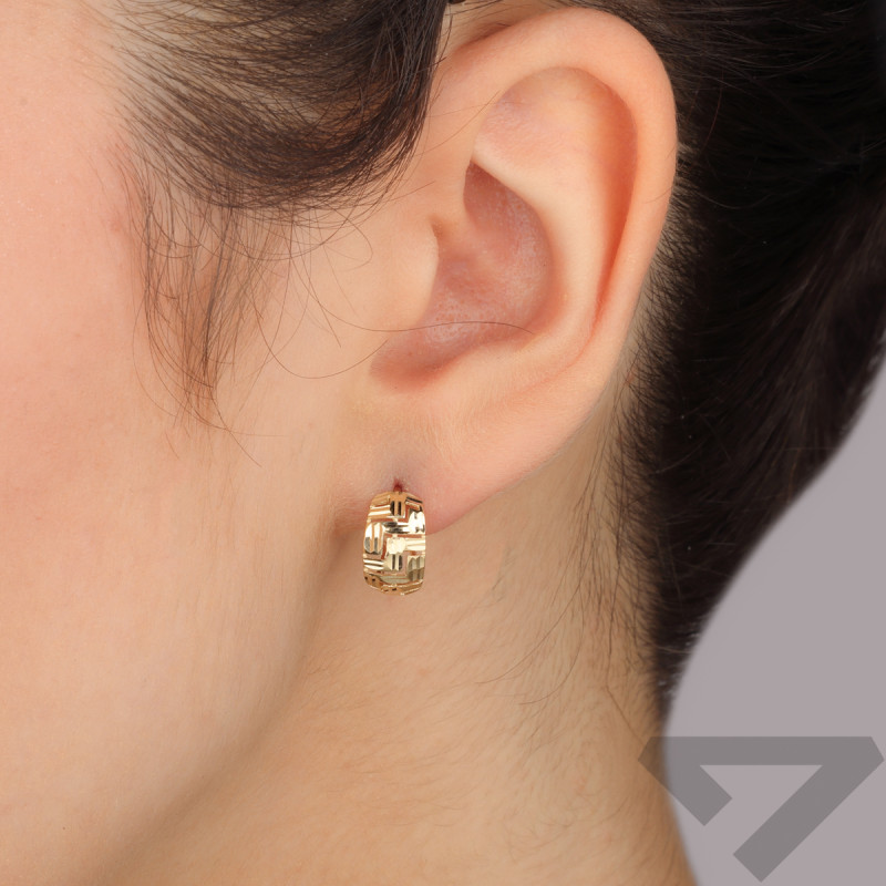 Kolczyki złote kółka grawerowane/zatrzask CI 11242 próba 375