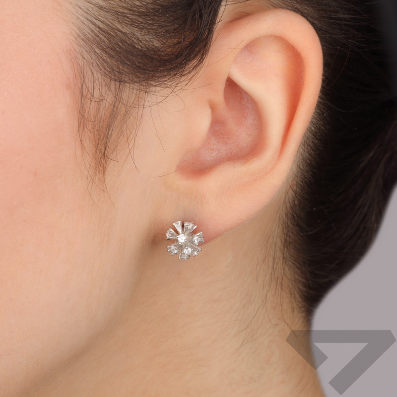 Srebrne Kolczyki Dmuchawiec z Cyrkoniami pr. 925 - JubilerSezam.pl