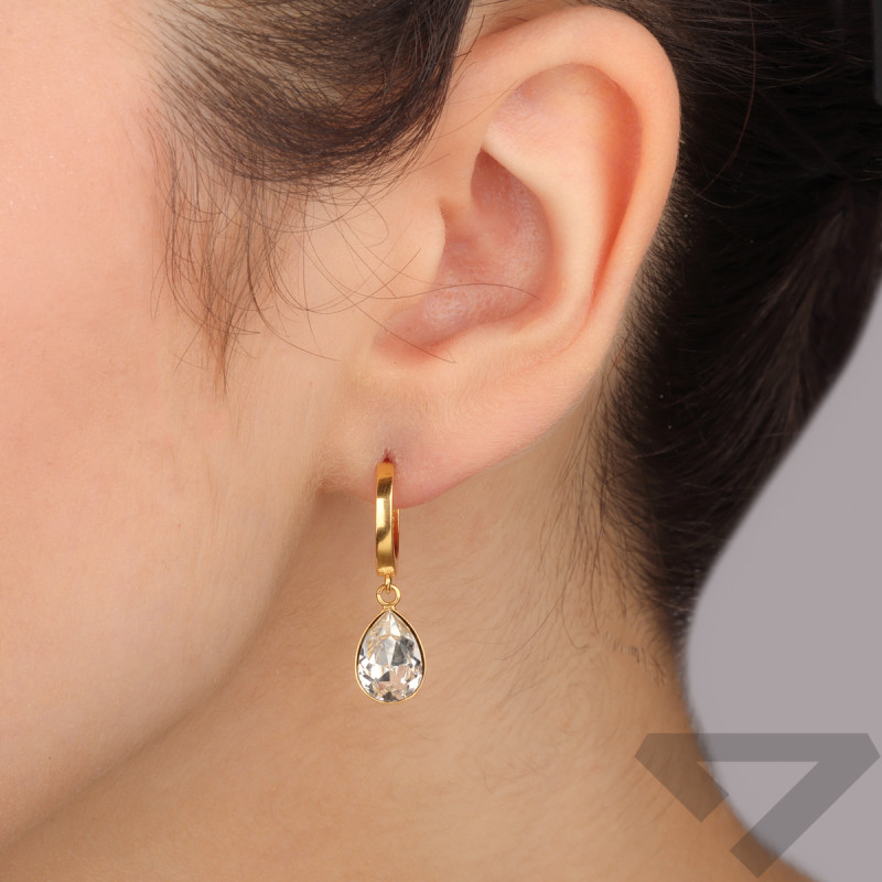 Kolczyki pozłacane SPARK z białym kryształem/zatrzask CQ KCRG432010C próba 925