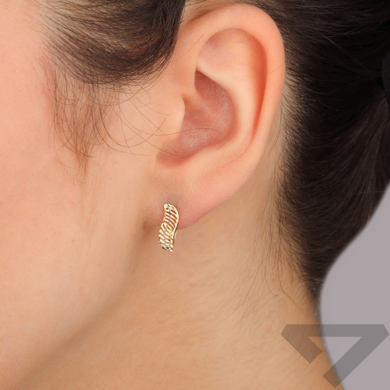 Kolczyki złote ażurowa grawerowana fala/ang.zap. CI 8549A próba 585