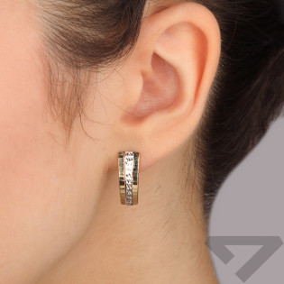 Kolczyki złote blaszka z grawerem w dwóch kolorach/ang.zap. CI 6176 próba 375