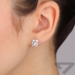 Kolczyki srebrne owal i łezki z cyrkoniami/sztyft TB 19774 próba 925