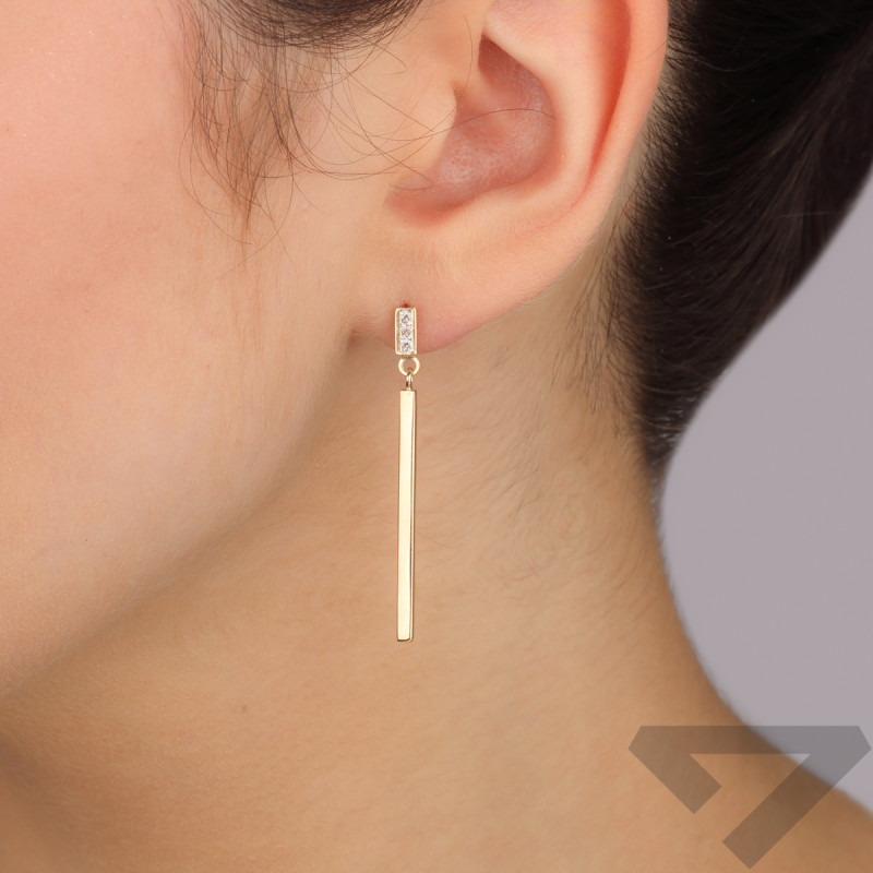 Złote Kolczyki Kwadratowe z Cyrkoniami pr. 375 - JubilerSezam.pl