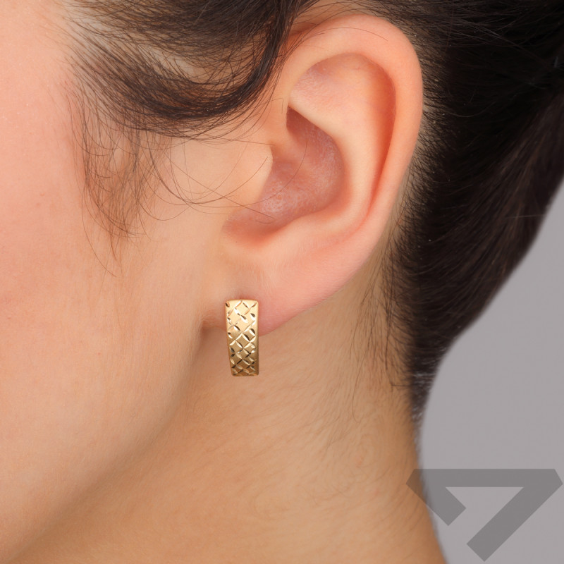 Kolczyki złote grawerowana blaszka/ang.zap. CI 603 próba 375