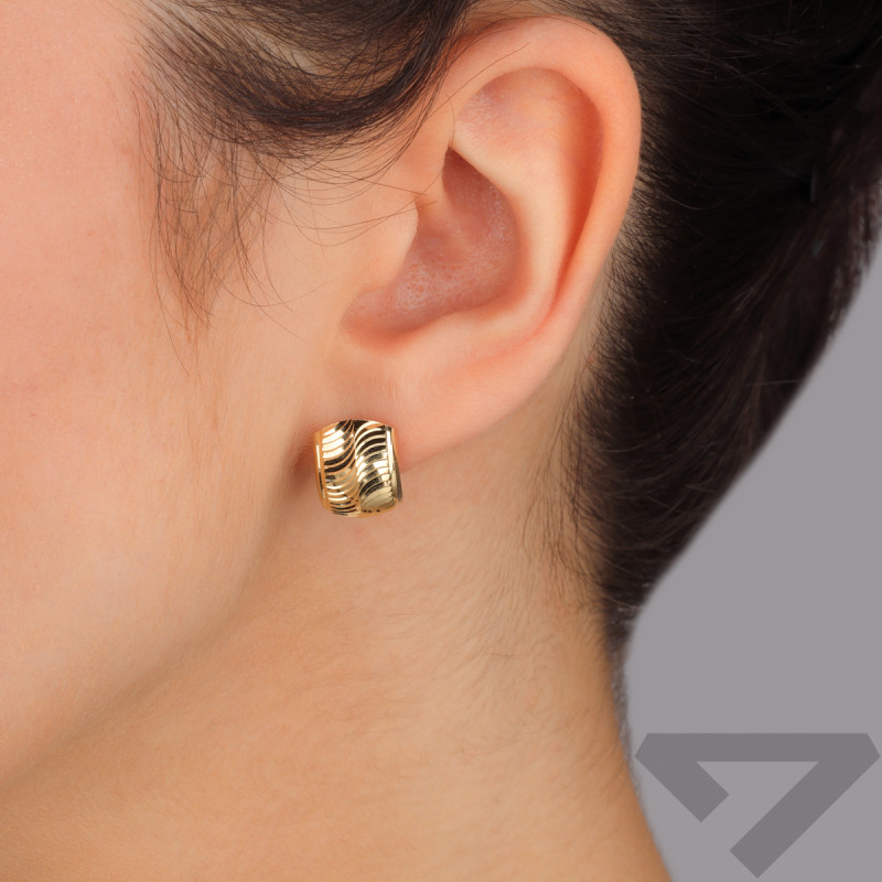Złote Kolczyki Blaszka Fale pr. 585 - JubilerSezam.pl