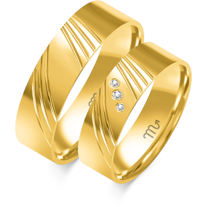 Złote Obrączki Ślubne z Diamentami pr. 585 ZO O-239 - JubilerSezam.pl