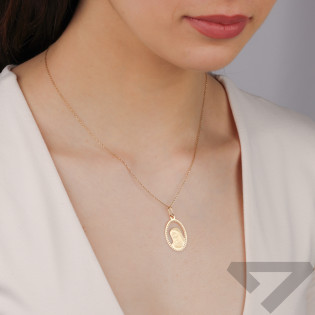 Złoty Medalik Fatimska w Owalnym Grawerze pr. 585 - JubilerSezam.pl