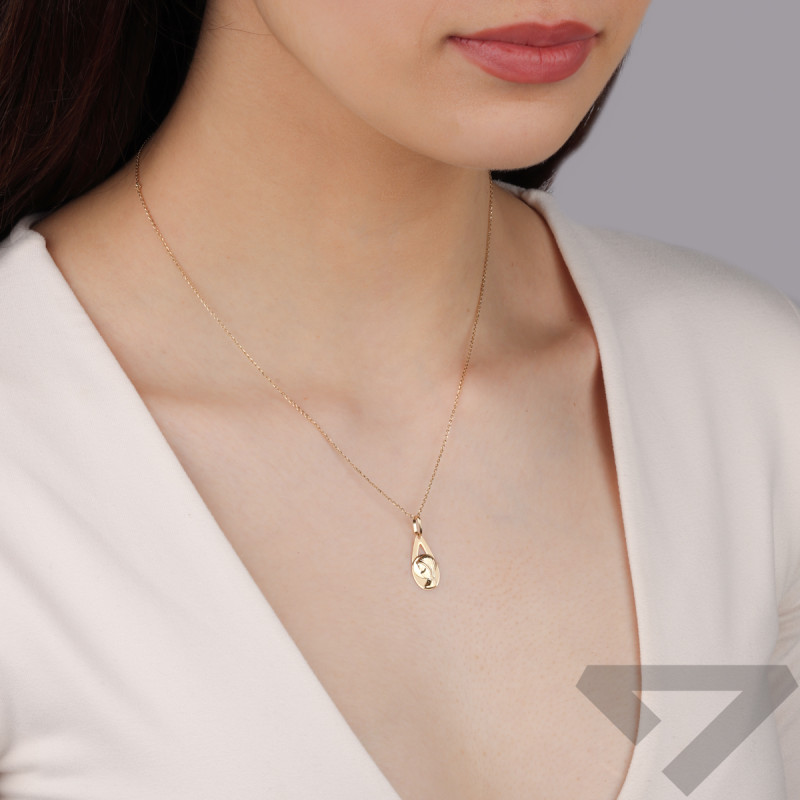 Złoty medalik Matki Boskiej w kształcie kropli pr. 585 - JubilerSezam.pl