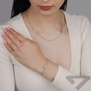 Srebrny Naszyjnik Różaniec Pr. 925 z Gładkimi Paciorkami - JubilerSezam.pl