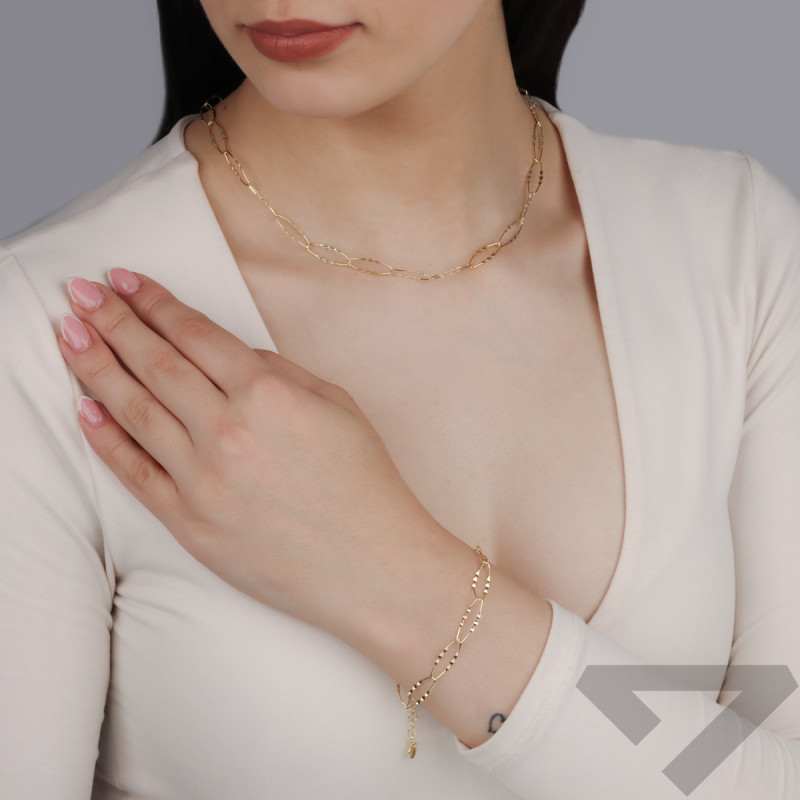 Bransoleta pozłacana owalne ramki z blaszkami PW743 GOLD próba 925