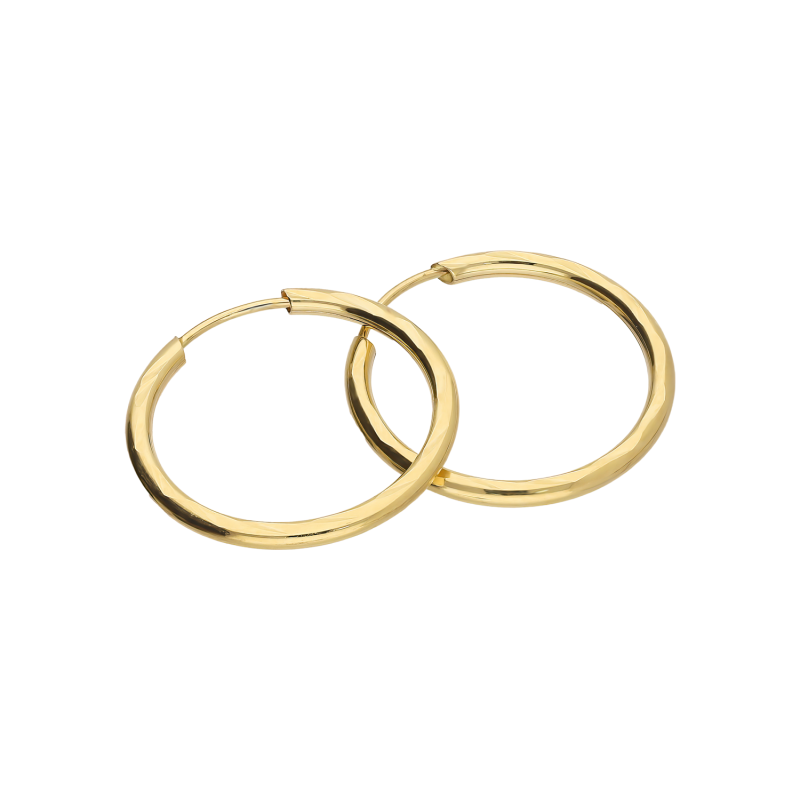 Kolczyki złote kółka szarniry grawerowane 15mm M3-187-15 próba 585