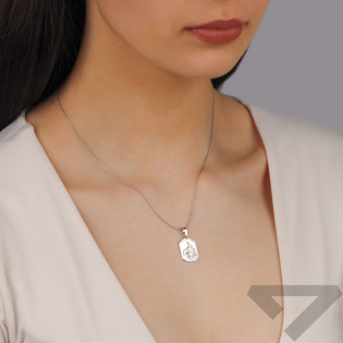 Medalik srebrny rodowany Szkaplerz w ścinanym prostokącie próba 925