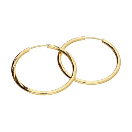 Kolczyki złote kółka szarniry grawerowane 25mm M3-187-25 próba 585