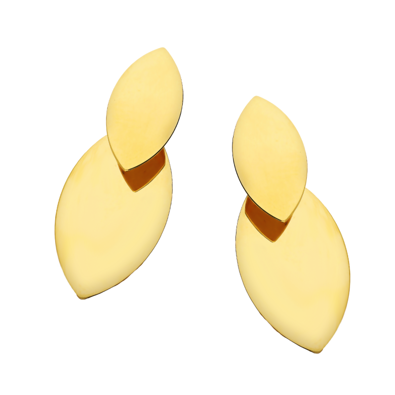 Kolczyki złote dwie gładkie łezki/sztyft M3-344 próba 585