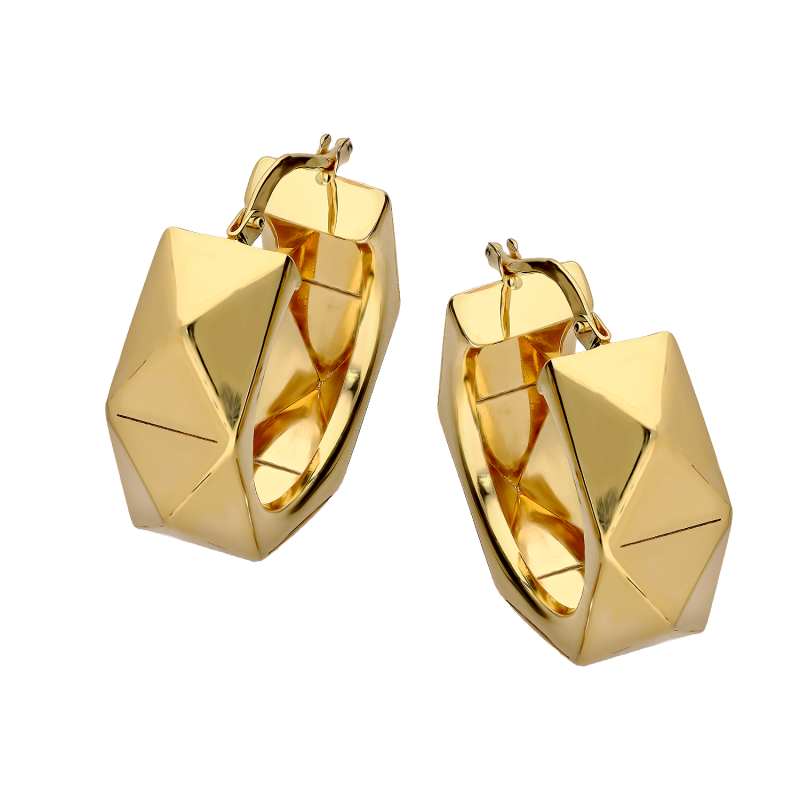 Kolczyki złote ścinane kółka 3D/ang.zap. M3-361 próba 585