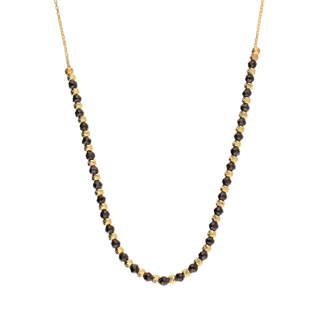 Naszyjnik złoty z grawerowanymi żółtymi i czarnymi kulkami/rolo reg. M3-381 BL próba 585
