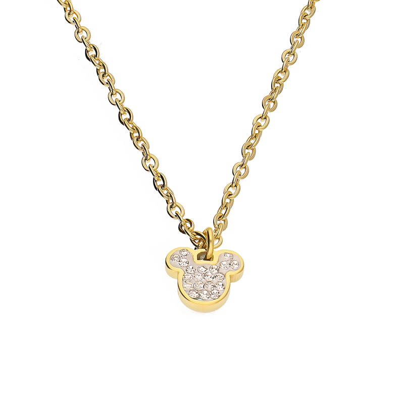 Naszyjnik Myszka Mickey Disney - pozłacana stal, cyrkonie - JubilerSezam.pl