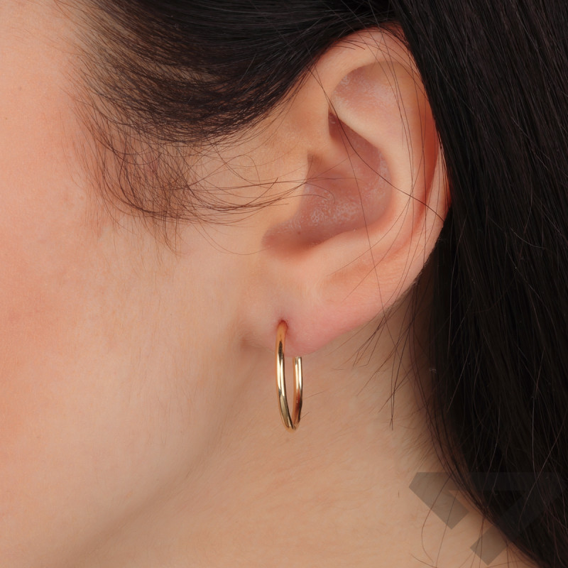 Kolczyki złote kółka szarniry grawerowane 15mm M3-187-15 próba 585