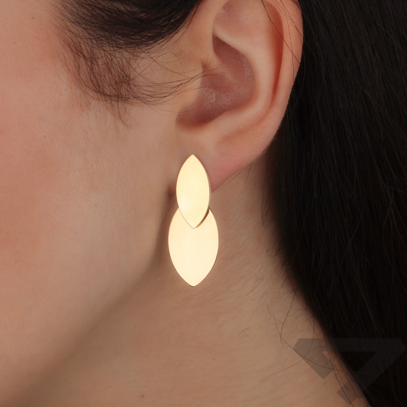 Kolczyki złote dwie gładkie łezki/sztyft M3-344 próba 585