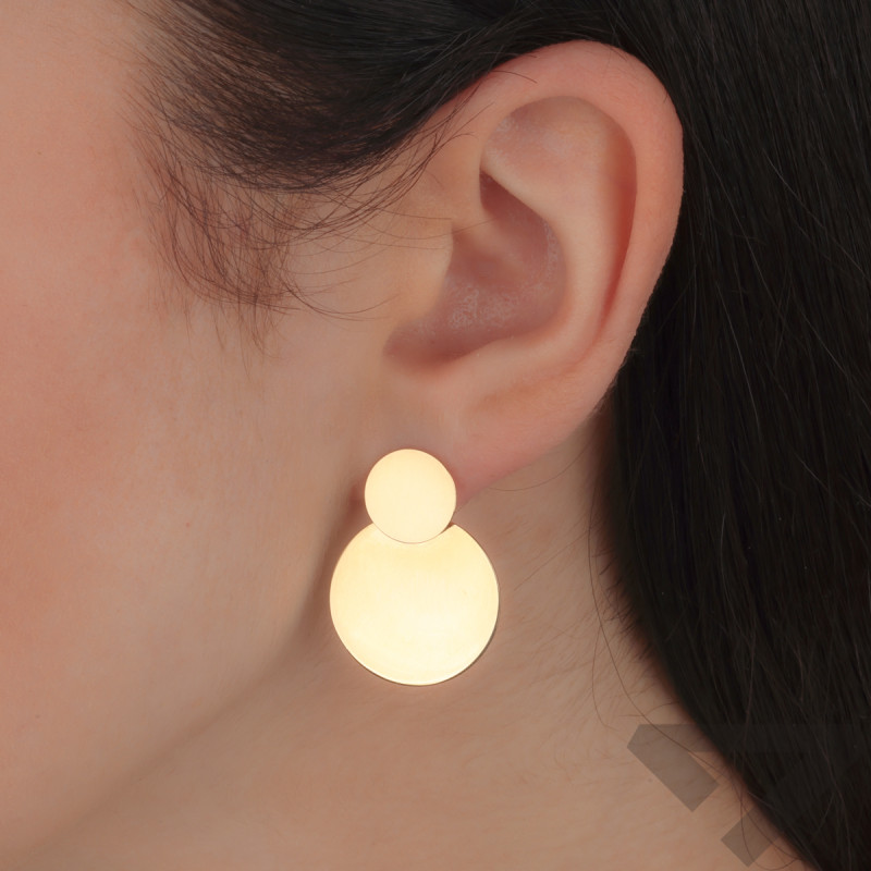 Kolczyki złote dwa gładkie kółka/sztyft M3-345 próba 585