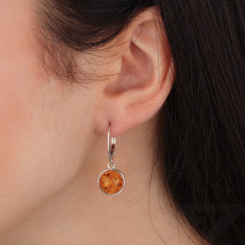 Srebrne Kolczyki z Bursztynem Koniakowym pr. 925 - JubilerSezam.pl