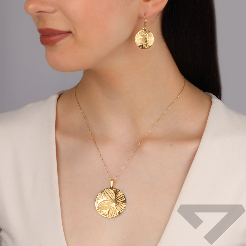 Kolczyki pozłacane koło 3D z kwiatami/big.zam. JZ 10298113 próba 925