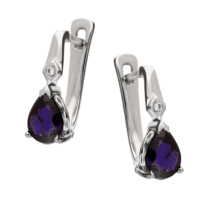 Srebrne Kolczyki z Szafirem i Cyrkonią pr. 925 - JubilerSezam.pl