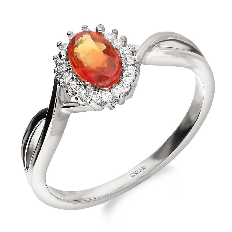 Pierścionek srebrny z owalnym czerwonym szafirem TH AT NA1519-R-RDSA-WP próba 925