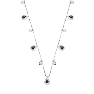 Naszyjnik srebrny z szafirami i cyrkoniami/bead AT NA1837-N-BS-WP próba 925