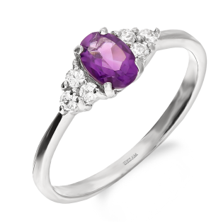 Pierścionek srebrny z owalnym ametystem afrykańskim ZM AT NA1917-R-AFAM-WP próba 925