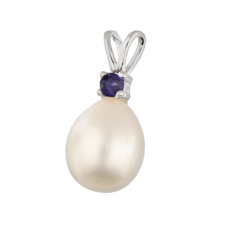 Zawieszka srebrna biała perła i naturalny szafir TH AT NA1961-P-BS-WP próba 925