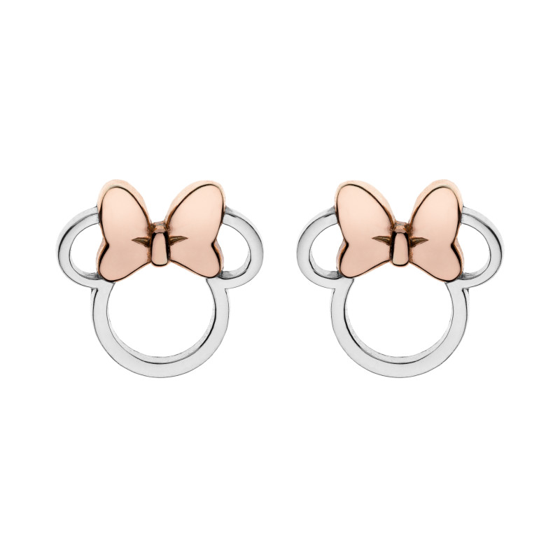 Kolczyki srebrne dla dziewczynki Myszka Minnie z kokardką/sztyft DK ES00004TL.CS próba 925
