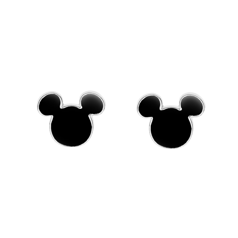 Kolczyki dla dziewczynki Myszka Mickey z czarną emalią/sztyft DK ES00063SL.CS próba 925