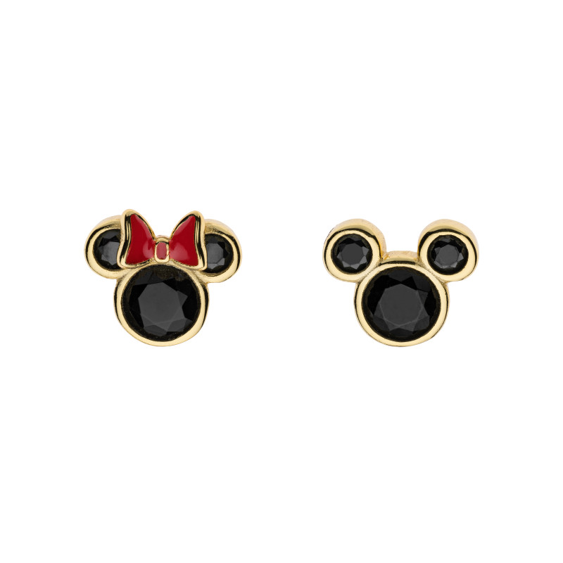 Kolczyki pozłacane Myszka Minnie i Mickey z czarnymi cyrkoniami DK ES00082YJRL.CS próba 925