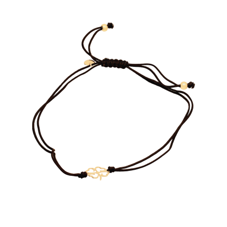 Pozłacana Bransoletka Koniczynka na Sznurku - Srebro 925 - JubilerSezam.pl