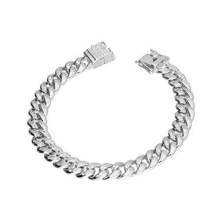 Bransoleta srebrna pancer z białymi cyrkoniami/szufladka PW679-1 ROD próba 925